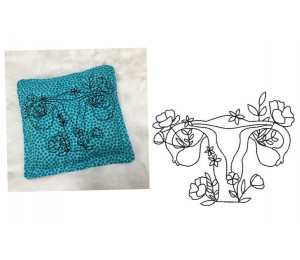 Stickdatei - Gebärmutter Uterus geblümt Doodle